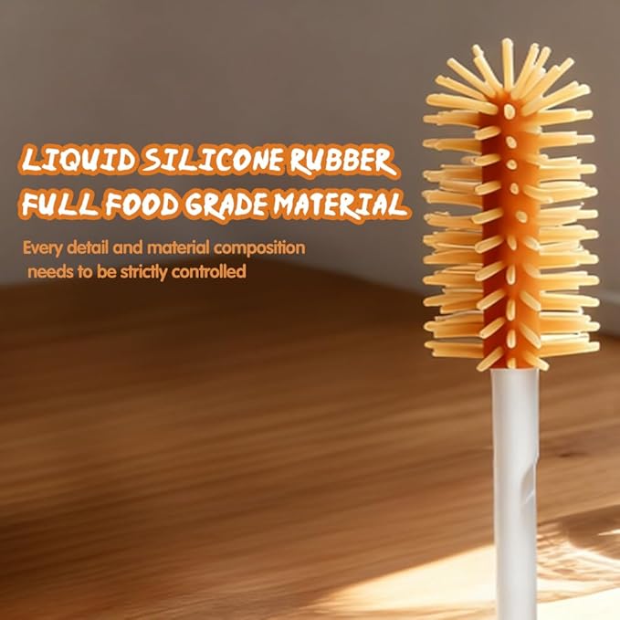 7-in-1 Baby Bottle Brush Set with Silicone Nipple & Straw Brushes, Soap Dispenser, Foldable Drying Rack, Portable Case – for Home & Travel