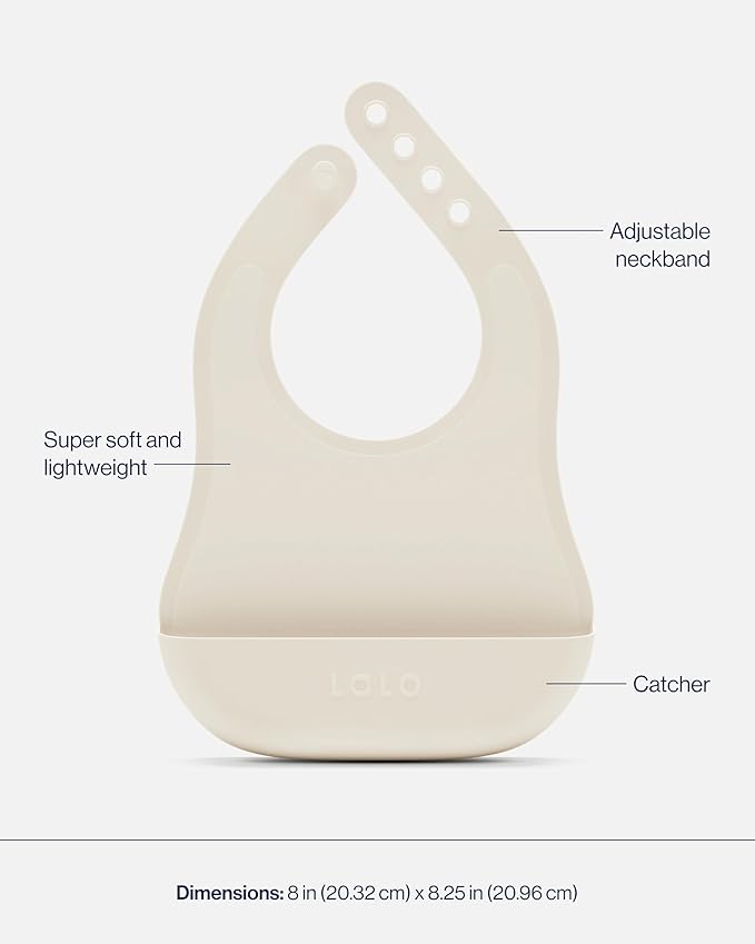 Lalo First Bites Silicone Baby Feeding Set - Baby Led Weaning Supplies - Non-Toxic Silicone - Includes 1 Bib, 2 Spoons, Training Cup, Suction Plate and Bowl - 6 Pieces - Oatmeal