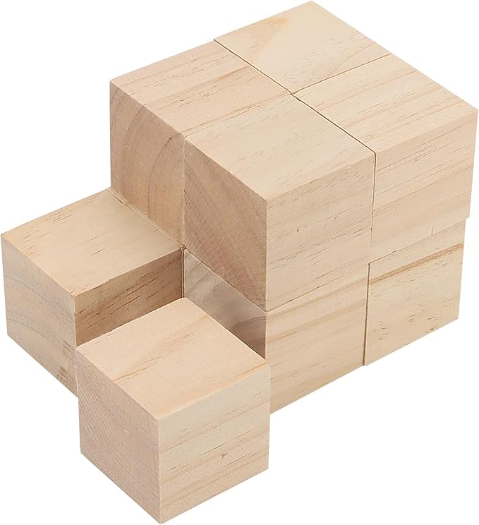 SOUJAP 30 Pack 2 Inch Wood Cubes, 5cm DIY Wooden Blocks, Unfinished Pine Wood Blocks for Craft, Art