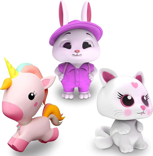 SplashEZ Girl Bath Toys | Mold Free Bath Toys for Kids & Toddlers with No Hole for Water | Unicorn Bunny Cat Set Ideal Size for Little Hands | Safe, Durable for Baby Girl Pool Tub Fun Ages 0 & Up
