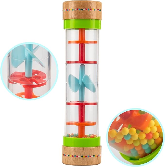 Musfunny Rainmaker Baby Rain Stick Toys for Kids: 8 inch Rainstick Sensory Rattle Toys for Babies,Shaker Rainfall Tubes Musical Instrument -Colorful