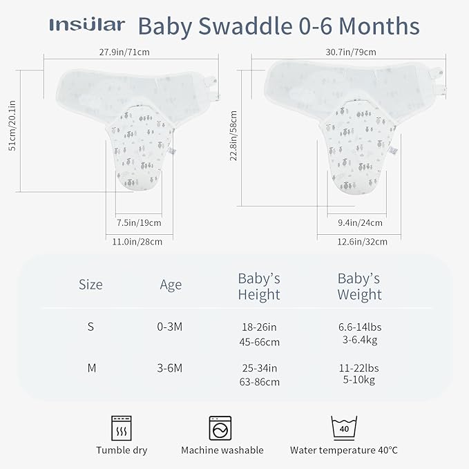 insular Baby Swaddle Wrap, Swaddle Blanket for Newborn and Infant, Adjustable Velcro Swaddling Set for Boy and Girl, Soft Cotton Baby Sleep Sack 3 Pack, Beige Sheep, Small(0-3M)
