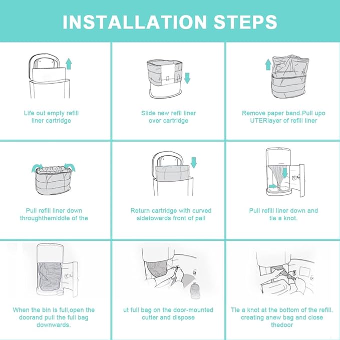 Diaper Disposal Liner Refills Compatible with Janibell Akord 330 Series Adult Diaper System, Lightly Scented,Pack of 4