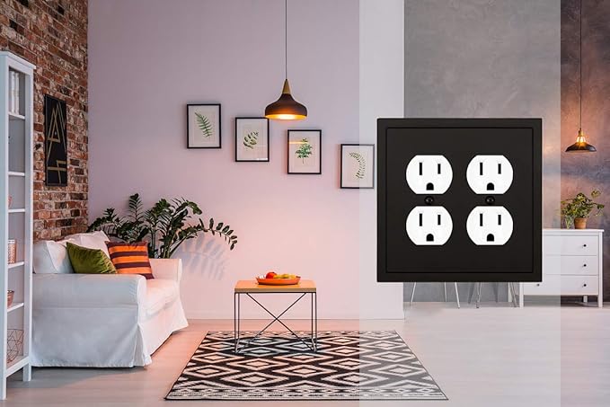 Modern Edge Decorative Wall Plate Switch Plate Outlet Cover, Durable Solid Zinc Alloy (Double Duplex, Matte Black)