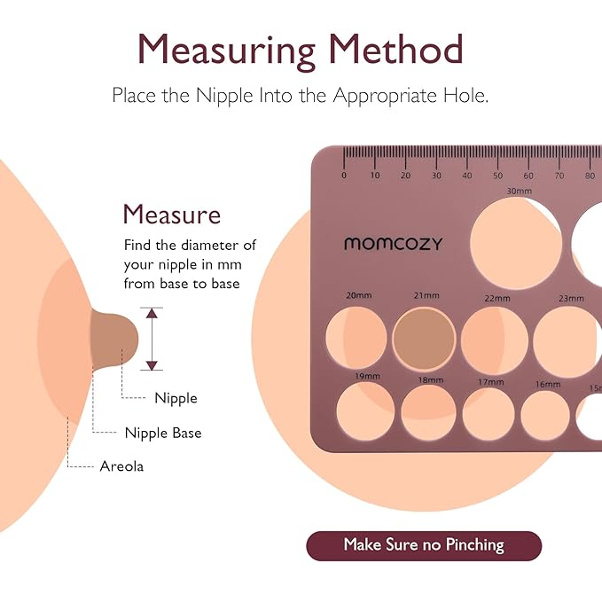 Momcozy Nipple Ruler for Flange Sizing, Soft & Flexible Silicone Measurement Tool for Breast Pump Sizing, Compatible with Momcozy, Medela, Spectra, Lansinoh, Easy to Use for Comfortable Pumping