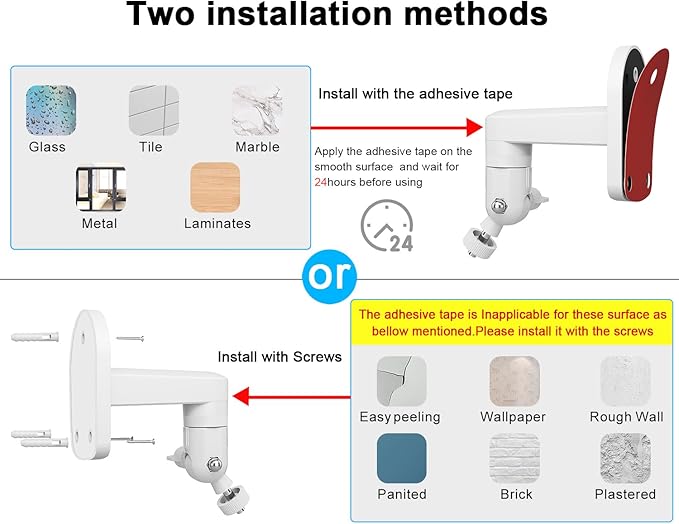 Baby Monitor Mount for HelloBaby HB65/HB40/HB6550/HB66/HB6339/HB6550 Pro, ANMEATE SM935E, 360° Adjustable Baby Camera Wall Mount for Hellobaby Monitor, Two Ways to Install