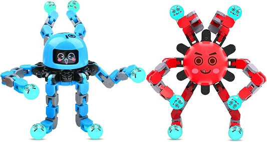 Transformable Fidget Spinner Toys for Kids and Adults,2 PCS Finger Sensory Toy for Boys Girls Autism ADHD Relief,Gifts for Chrismas Birthdays Party Favors for Teens Travel Stocking Stuffers