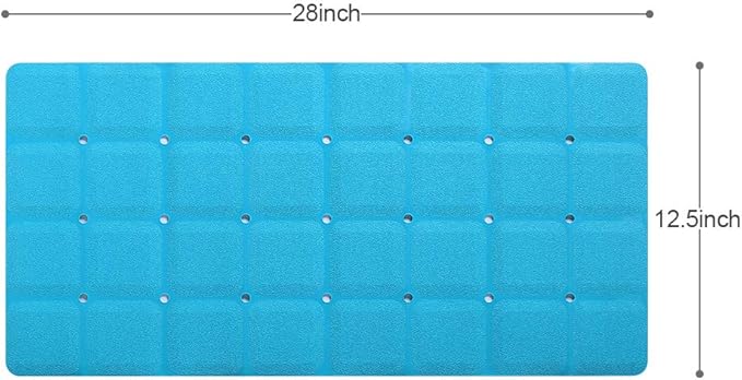 Foldable Non Slip Silicon Bath Mat Bathtub mat Shower mats no Suction Cups for Textured Tub and Reglazed Tub(Foldable-Blue, 28-inch x 14-inch)