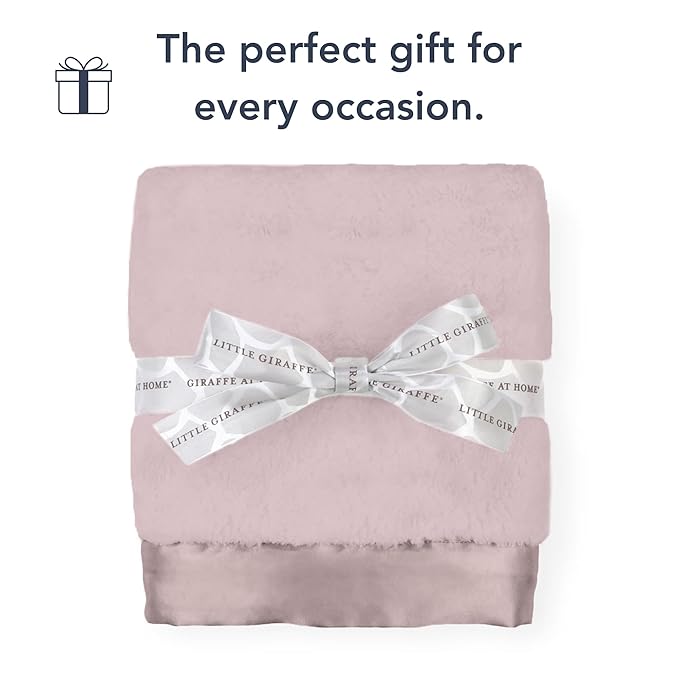 Little Giraffe Luxe Baby Blanket – 29x35” Satin Trim, Dusty Pink | Ultra-Soft, Hypoallergenic Stroller & Nursery Blanket | Perfect for Newborns & Toddlers