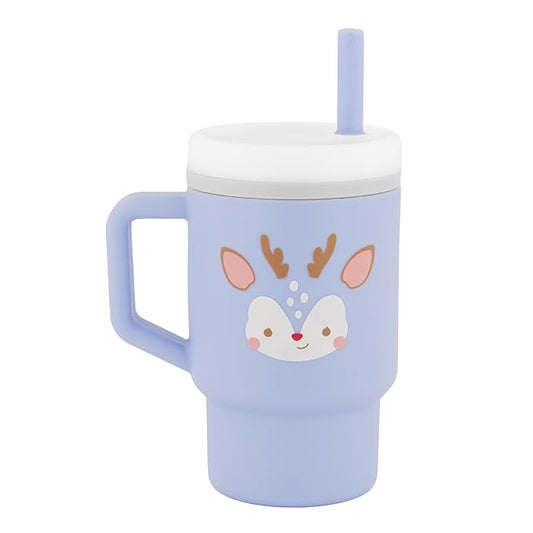 Infantino My 1st Tumbler, Silicone Sippy Cup with Straw & Handle, Spill-Resistant Baby Cup for On-the-Go, BPA-Free Transition Bottle, Reindeer