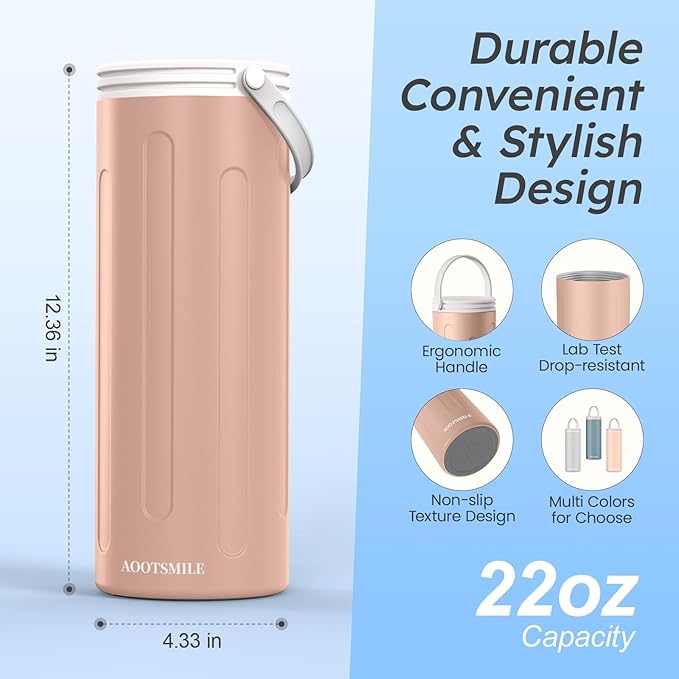 Portable Breast Milk Cooler for Travel, 22oz Large Capacity Breastmilk Chiller for Working Moms, 360° Cooling Keeps Milk Chilled 24 Hours, Includes 2 Baby Bottles, Breastfeeding Essentials