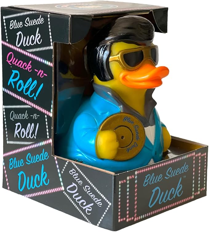 CelebriDucks - Blue Suede Duck - Floating Rubber Ducks - Collectible Bath Toy Gift for Kids & Adults of All Ages