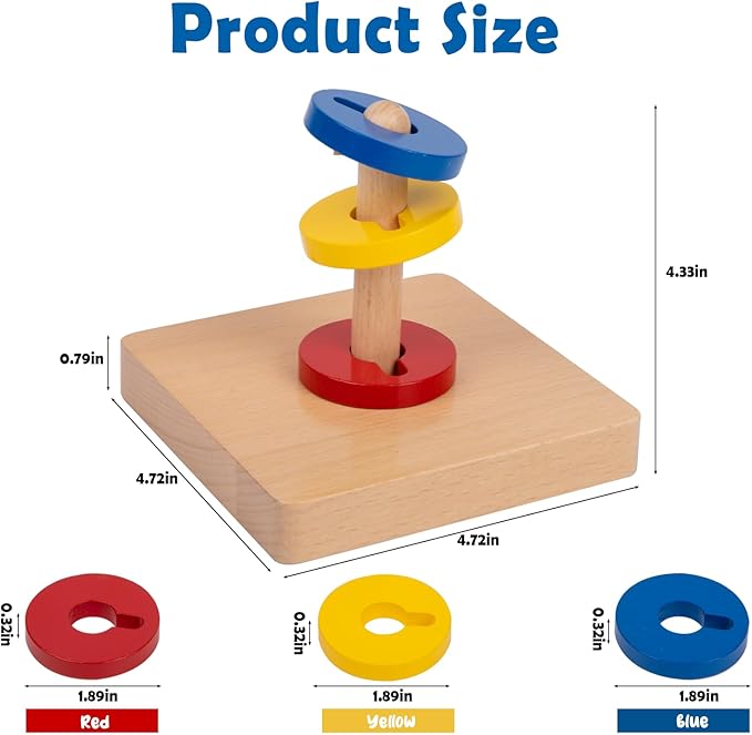 Adena Montessori Wooden Twist and Sort-Circle Preschool Equipment Early Development Baby Toy