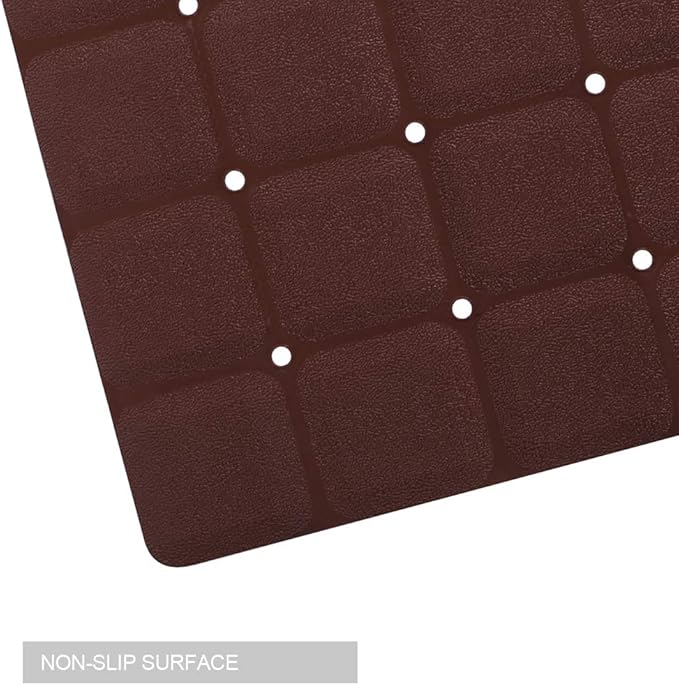 Foldable Non Slip Silicon Bath Mat Bathtub mat no Suction Cups for Textured Tub and Reglazed Tub (Chocolate, 28-inch x 14-inch)