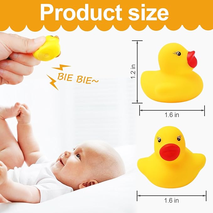 60PCS Rubber Duck - Bath Toys - Pool Toys - Mini Ducks Bulk for Kids Baby Shower Decorations Birthday Party Favors Gift Classroom Summer Beach Pool Activity Carnival Game (Yellow)
