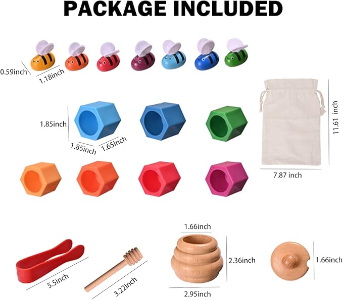 Sorting Stacking Wooden Sensory Bin Tools for Toddlers, Bee Hive Toy, Montessori Educational Gift for 3-5 Years Old, Fine Motor Skill Learning Toys