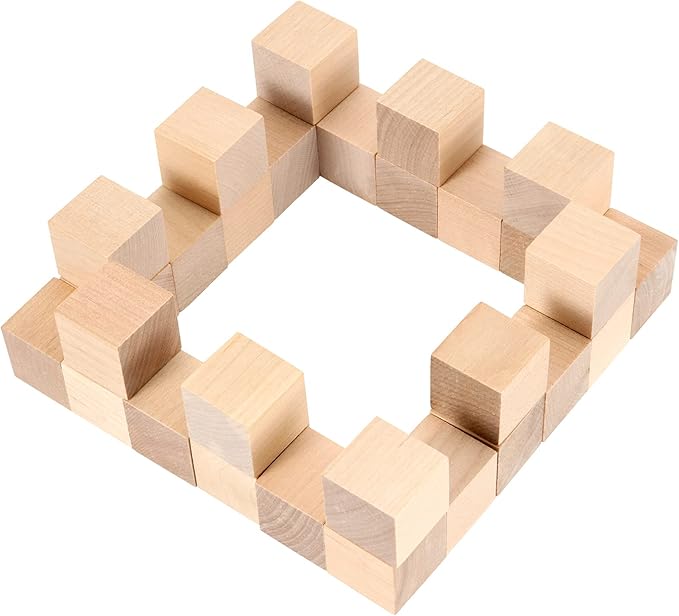 200 PCS 1 x 1 x 1 Inch Wooden Cubes, 2.5cm Unfinished Square Wooden Blocks, Smooth Blank Wood Blocks for Crafts, Painting DIY Projects