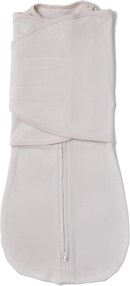 LullaBaby "Double Dream Swaddle: Exclusive Dual Wing Design, Pediatrician-Endorsed, Ultra-Soft Cotton, 0-2 Months, 6-14 lbs - White Sand