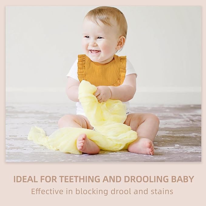 Muslin Baby Bibs - Soft 100% Cotton Drool Bandana Bibs for Baby Girls, 8 Solid Colors Set