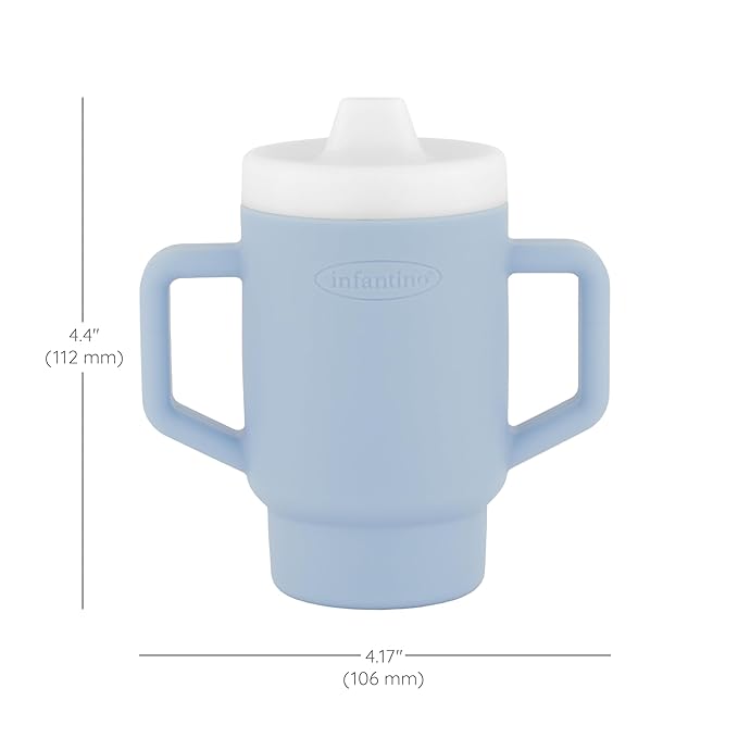 Infantino My 1st Tiny Tumbler, Silicone Sippy Cup with Straw & Handle, Spill-Resistant Baby Cup for On-the-Go, BPA-Free Transition Cup, 4.7oz, Clarity
