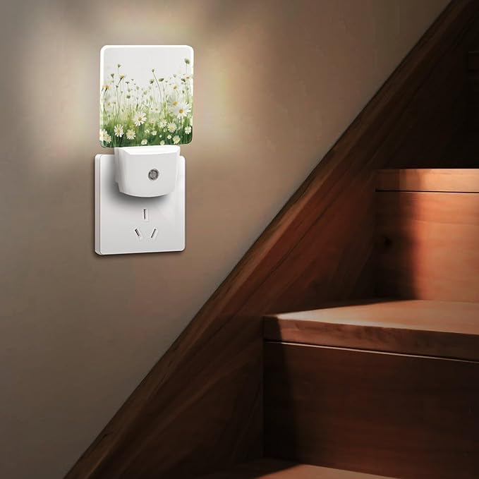 Flowers Night Light, Plug into Wall Decor Nightlights for Bedroom, Bathroom, Hallway, Kitchen, with Dusk to Dawn Light Auto Sensors LED Night Lights for Boys Girls Women Men Room Gifts