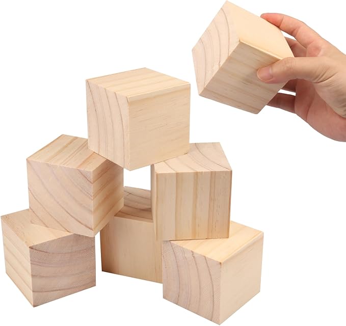 GNIEMCKIN 30 Packs Wooden Blocks for Crafts, 2.36 Inch Pine Wood Cubes, Wooden Cubes for Paint, Stamp, Decorate, DIY Projects and Personalized Gifts