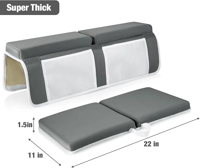PandaEar Comfortable Baby Bath Kneeler and Elbow Rest Pad Set, Non-Slip Bathtub Kneeling Pad for Bathing Baby Tub Knee Mat, Bath Pad for Tub, Bath Tub Cushion Mat with Toy Organizer Storage Pockets
