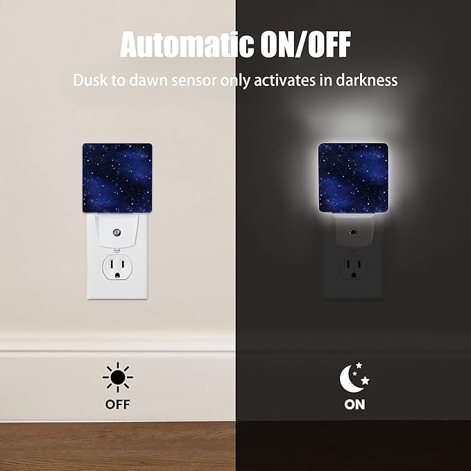 Night Sky Stars Night Light, Deep Space Plug into Wall with Dusk to Dawn Light Sensors, Warm Nightlights for Bedroom, Bathroom, Hallway, Kitchen, Gifts Ideal for Boys Girls Women Men