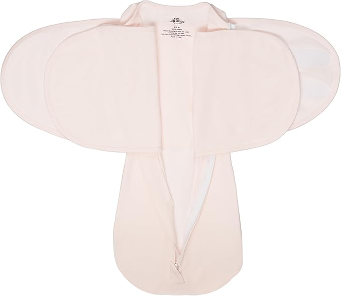 LullaBaby "Double Dream Swaddle: Exclusive Dual Wing Design, Pediatrician-Endorsed, Ultra-Soft Cotton, 0-2 Months, 6-14 lbs - Primrose Pink