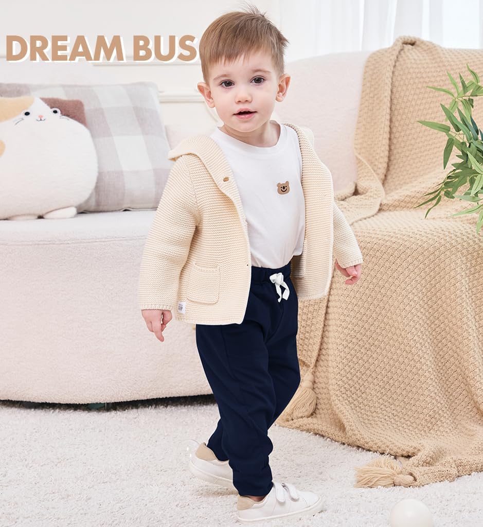 DREAM BUS Pack of 3 Toddler Jogger Pants with Pocket Toddler Boy Sweatpants Baby Boy Pants Infant Newborn Leggings