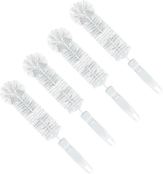 LOLA Bottle Brush Cleaner, 4 Pack, Durable Fiber Bristles Around Twisted Wire with Gripper Handle & Storage Hang Hole, Dishwasher Safe