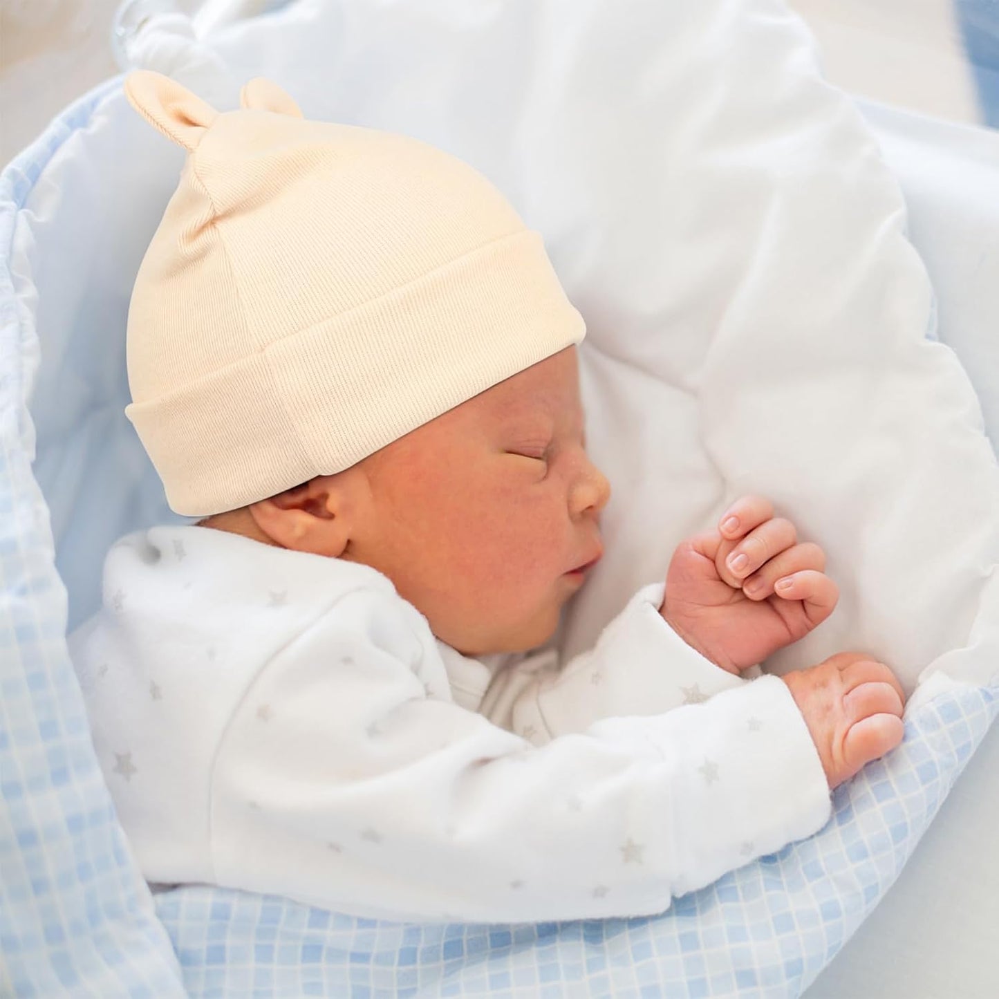 DRESHOW BQUBO 4 Pieces Baby Beanie Newborn Toddler Soft Cute Knit Hat Hospital Hats for Baby Boys Infant Cap Beanies