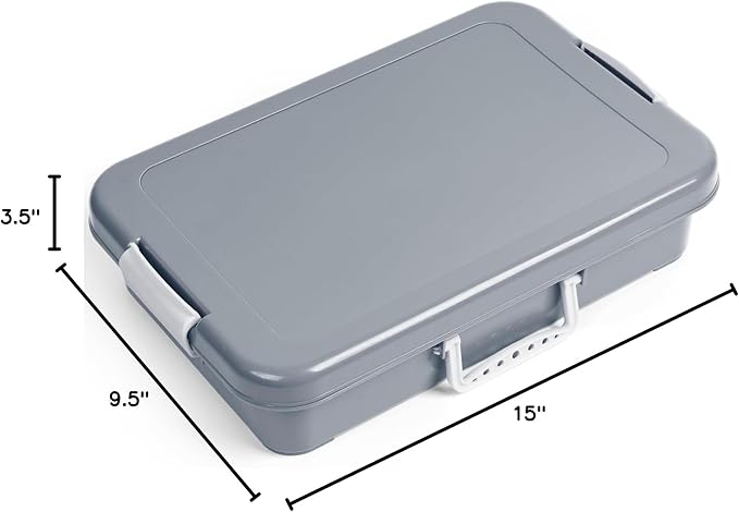 Madzee Plastic Activity Tray with lid for Slime, Beads, Sand and Sensory Toys – 15 Inches (Gray)