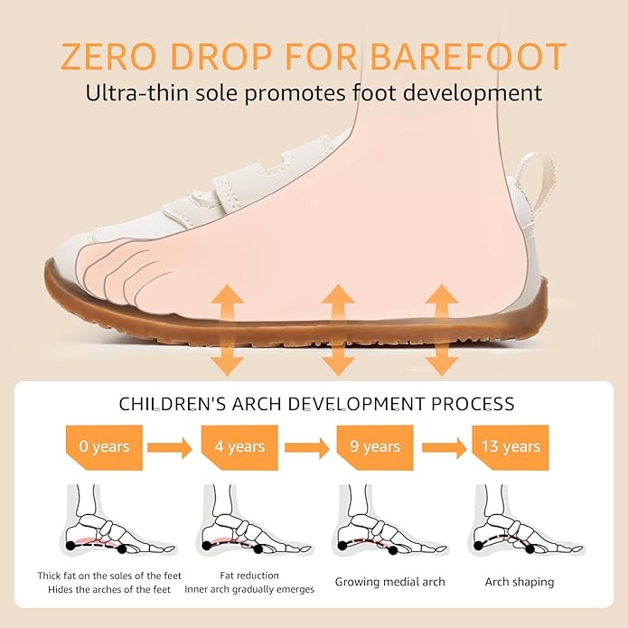 Toddler Wide Toe Box Barefoot Shoes Boys Girls Sneakers Kids Tennis Shoes Preschool Non Slip Lightweight Comfortable First Walking Shoes Running Outdoor Activities