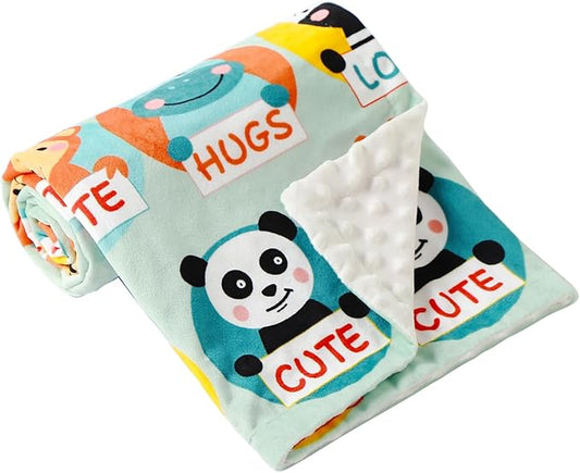 iEvolve Baby Nursery Bed Blankets Ultra Soft Double Layer Mini Blanket Minky Blanket Receiving Blankets Shower Gifts(Zoo,30 * 47in)