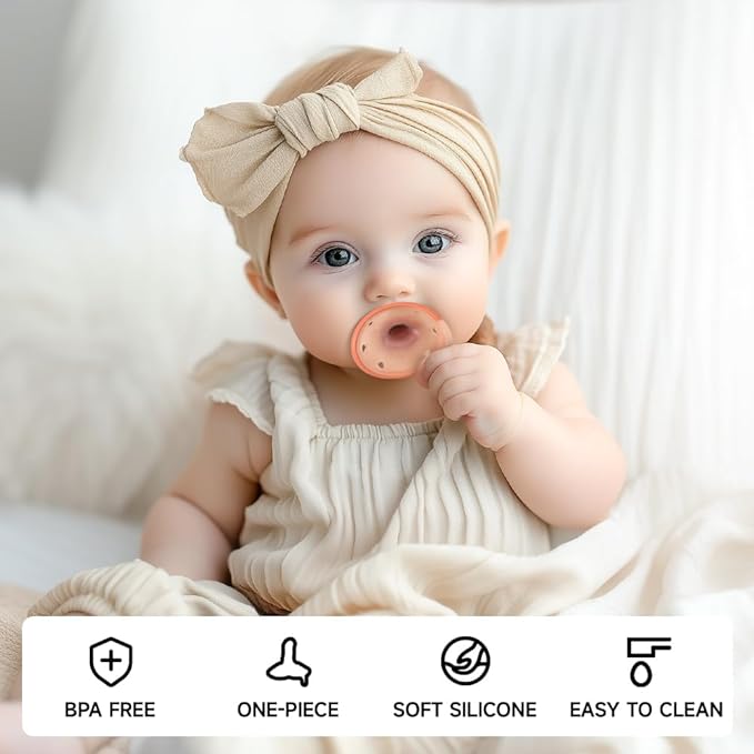 Baby Pacifiers 3 Month, 6 Month Breast-Like Shape Soft Silicone Newborn Pacifiers with Large Air Holes, BPA Free
