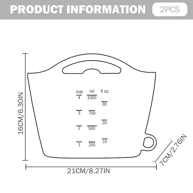 2PCS Microwave Sterilizer Bag, 1000ml Flexible Silicone Microwave Steam Bags, Hanging Leakproof Pacifier Sterilizer with Handle Bags for Baby Bottles