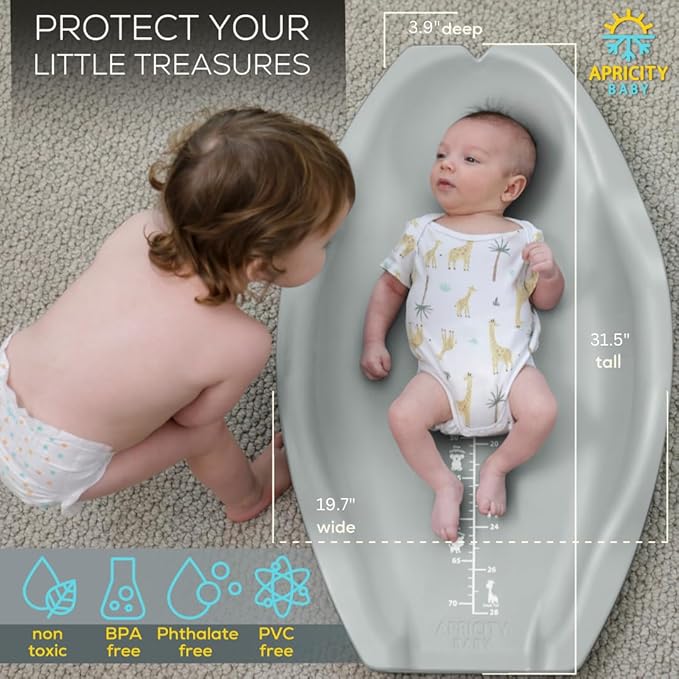 Apricity Baby Diaper Changing Pad – Waterproof Wipe-Clean Foam Changing Mat with Raised Sides, Non-Slip Base & Portable Design, Extra-Large 31.5” × 19.7” for Newborn to Toddler (Sage)