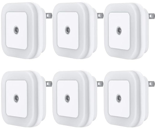 Uigos LED Night Light Lamp with Smart Sensor Dusk to Dawn Sensor, Daylight White, 0.5W Plug-in, 6-Pack