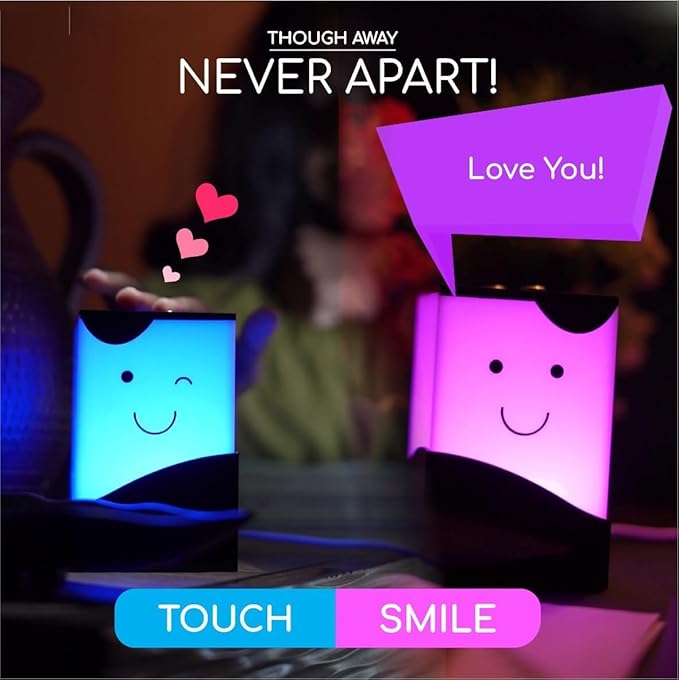 Telepathy Toddlers – Cute Long Distance Lamp for Mother's Day | No Subscription Required, Wi-fi enabled LED Touch Lamp, Distance Lights For Friendship & Long Distance Relationship (Set of 3)
