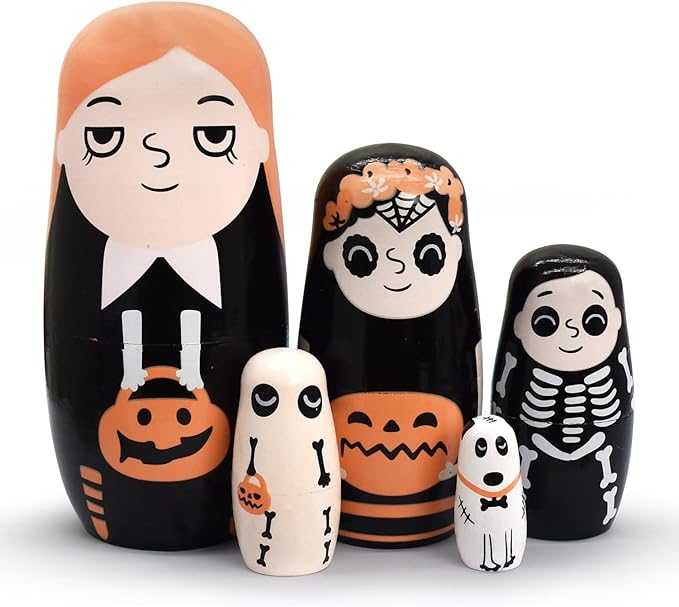 Nesting Dolls Wooden Russian Skull Matryoshka Dolls Gift for Halloween Toddler Kids Boys Girls Toys for Children Christmas Birthday