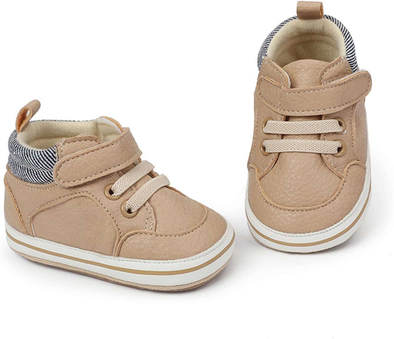 SOFMUO Baby Boys Girls High Top Ankle PU Leather Sneakers Soft Rubber Sole Infant Moccasins Newborn Oxford Loafers Anti-Slip Toddler Wedding Uniform Dress Shoes