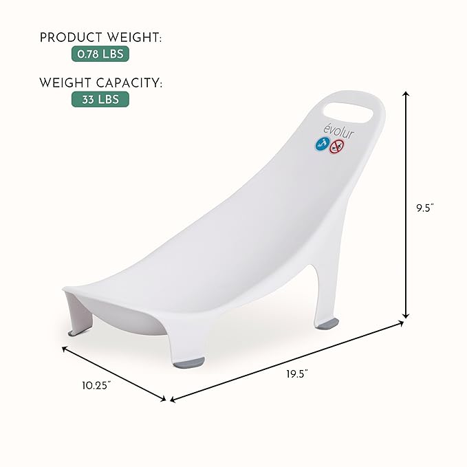 Evolur Supple Baby Bath Hammock – Portable Infant Bath Support with Built-in Handle & Anti-Skid Legs | Safe Newborn Bath Seat for Home, Travel & Everyday Use