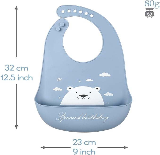 Baby Silicone Feeding Bibs, 3pcs Adjustable Waterproof Bibs for Feeding