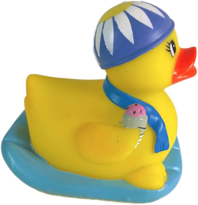 3" Pool Party Rubber Duck [Sealed Hole, Floats Upright] - Baby Safe Bathtub Bathing Toy