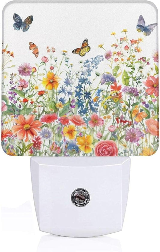 Led Night Light, Floral Plants Decorative Plug in Nightlights,with Smart Auto Dusk to Dawn Night Light for Bedroom, Kitchen, Nursery, Bathroom