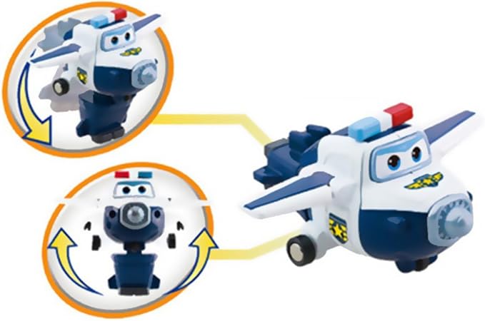 Super Wings 5" Transforming Paul Airplane Toys Vehicle, Action Figure, Plane to Robot, Suitable 3 4 5 Year Old Preschool Kids, Fun Plane Toys for Boys and Girls, Birthday Gifts, Blue