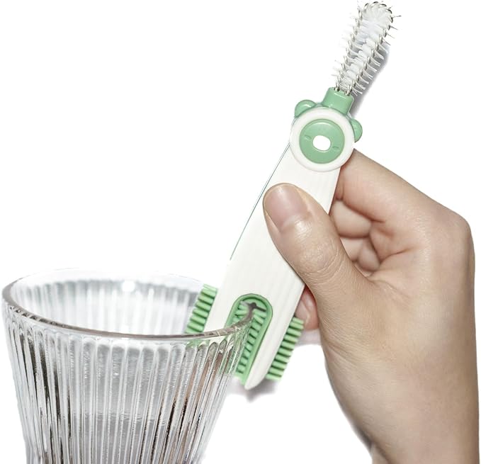 3 in 1 Cup Lid Gap Cleaning Brush Set with 3 Straw Cleaner Brush, Multifunctional Cup Cover Cleaning Brush, Small Cleaning Brushes for Nipple, Water Bottle Lid, Home Kitchen Cleaning Tools, Pack of 3