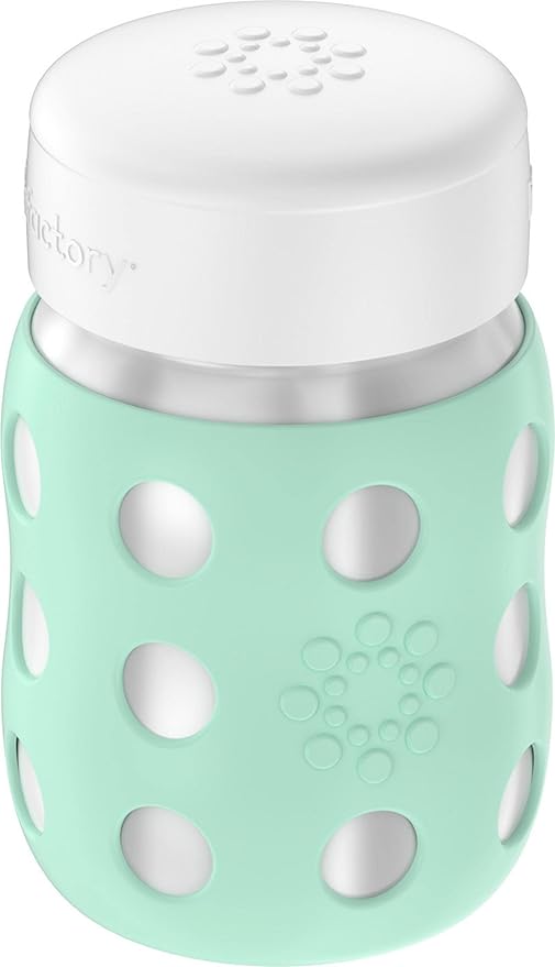 Lifefactory 8-Ounce Stainless-Steel Vacuum-Insulated Wide-Neck Baby Bottle with Flat Cap, Mint (LS2231WMI4)