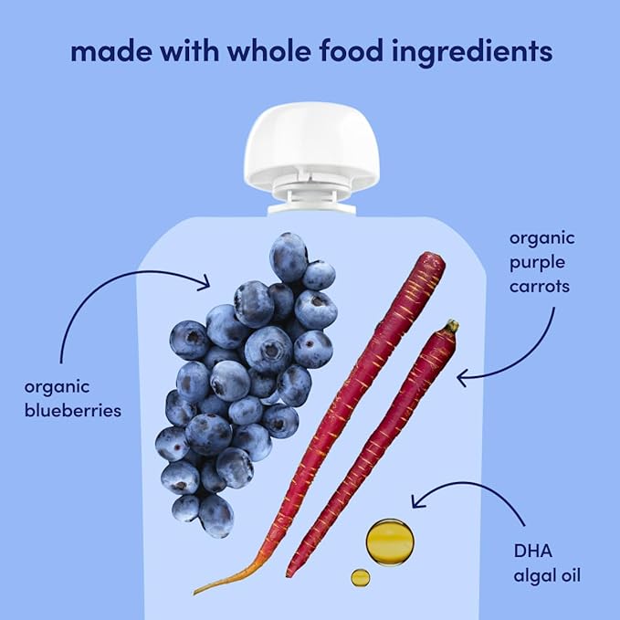 Cerebelly Organic Baby Food Pouches – Organic Purple Carrot Blueberry Pouch Protein, Healthy Fats, Non-Gmo Baby Food Meals 4 Ounce Bpa-Free Toddler Purees, 1 Count